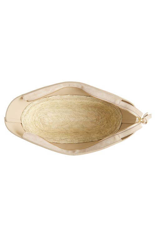 Altuzarra Suede & Palm Straw Basket Clutch In Brown