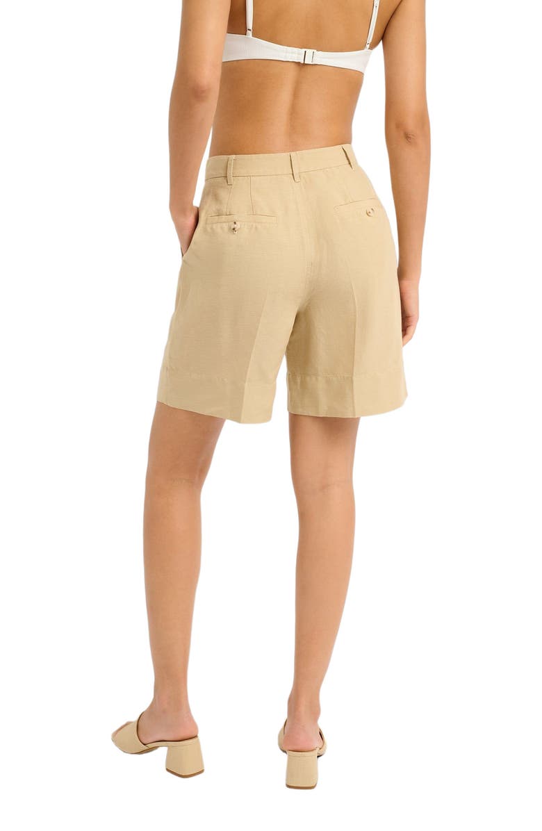 Onia Air Linen Pleated Bermuda Short, Alternate, color, Jute
