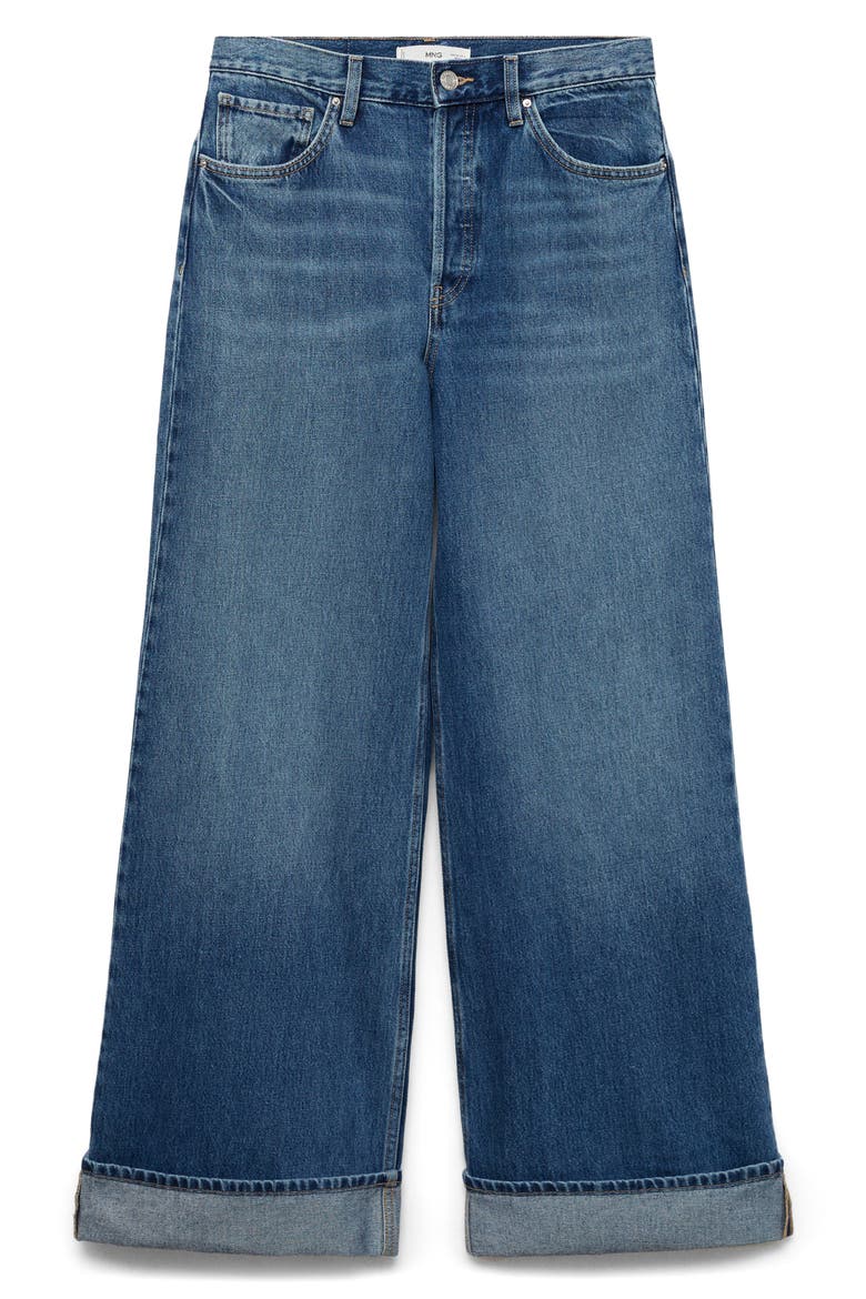 Cuffed Wide Leg Jeans, Alternate, color, MEDIUM BLUE