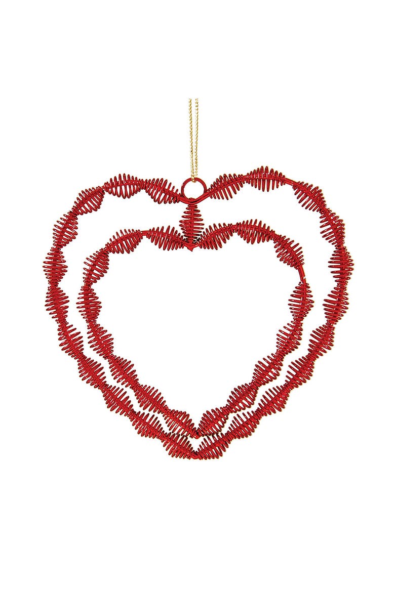Red Twisted Double Hearts Valentine's Day Collectible Wall Hanging Ornament 4" x 5", Main, color, Red