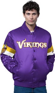 STARTER Men's Starter Purple Minnesota Vikings Triple Option Satin Varsity Full-Snap Jacket