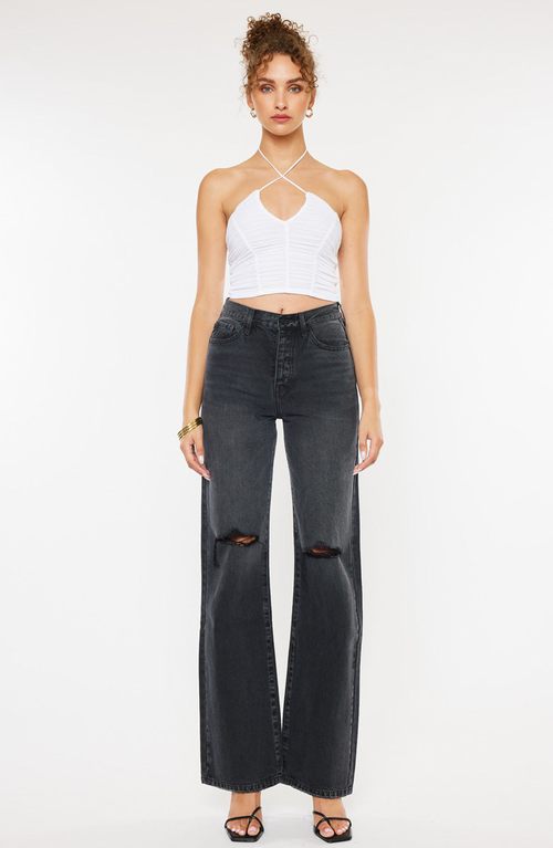 Kancan Montana Ultra High Rise 90's Flare Jeans In Gray