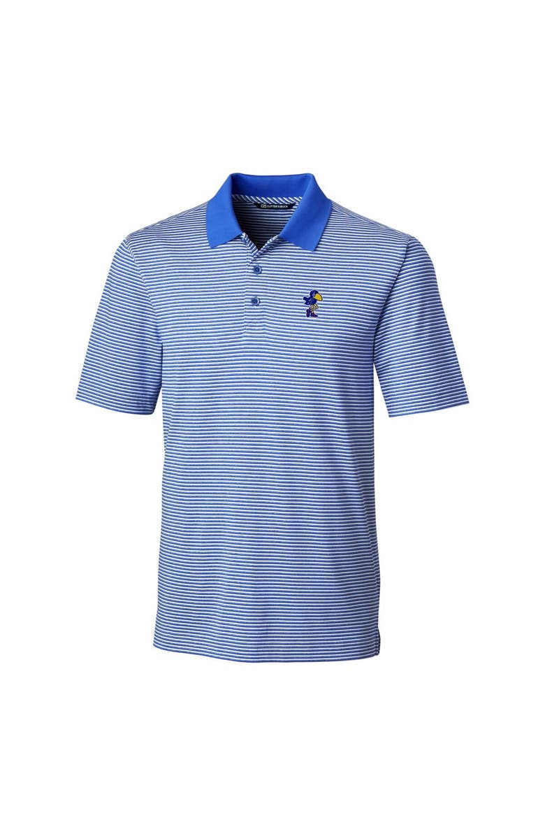 Cutter & Buck Men's Cutter & Buck Blue Kansas Jayhawks Forge Tonal Stripe Stretch Polo, Alternate, color, 