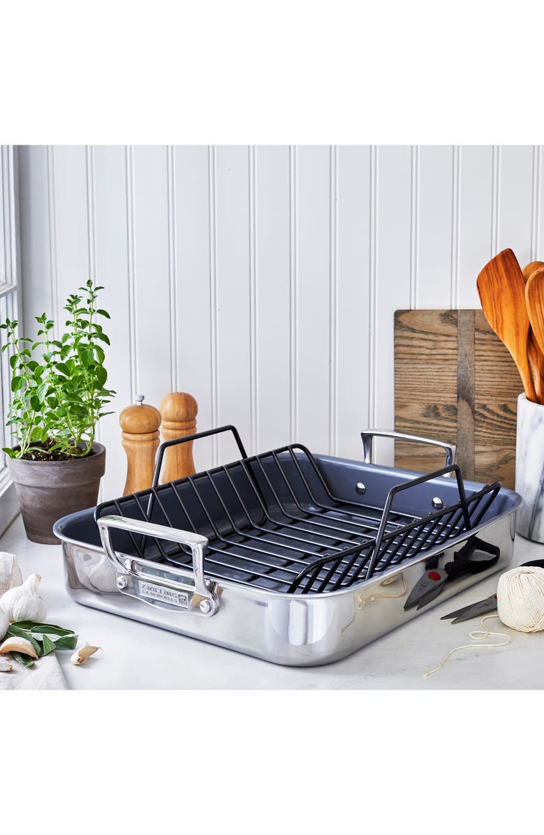 ZWILLING Spirit 3-Ply Polished Stainless Steel Ceramic Nonstick Roasting Pan, Alternate, color, 