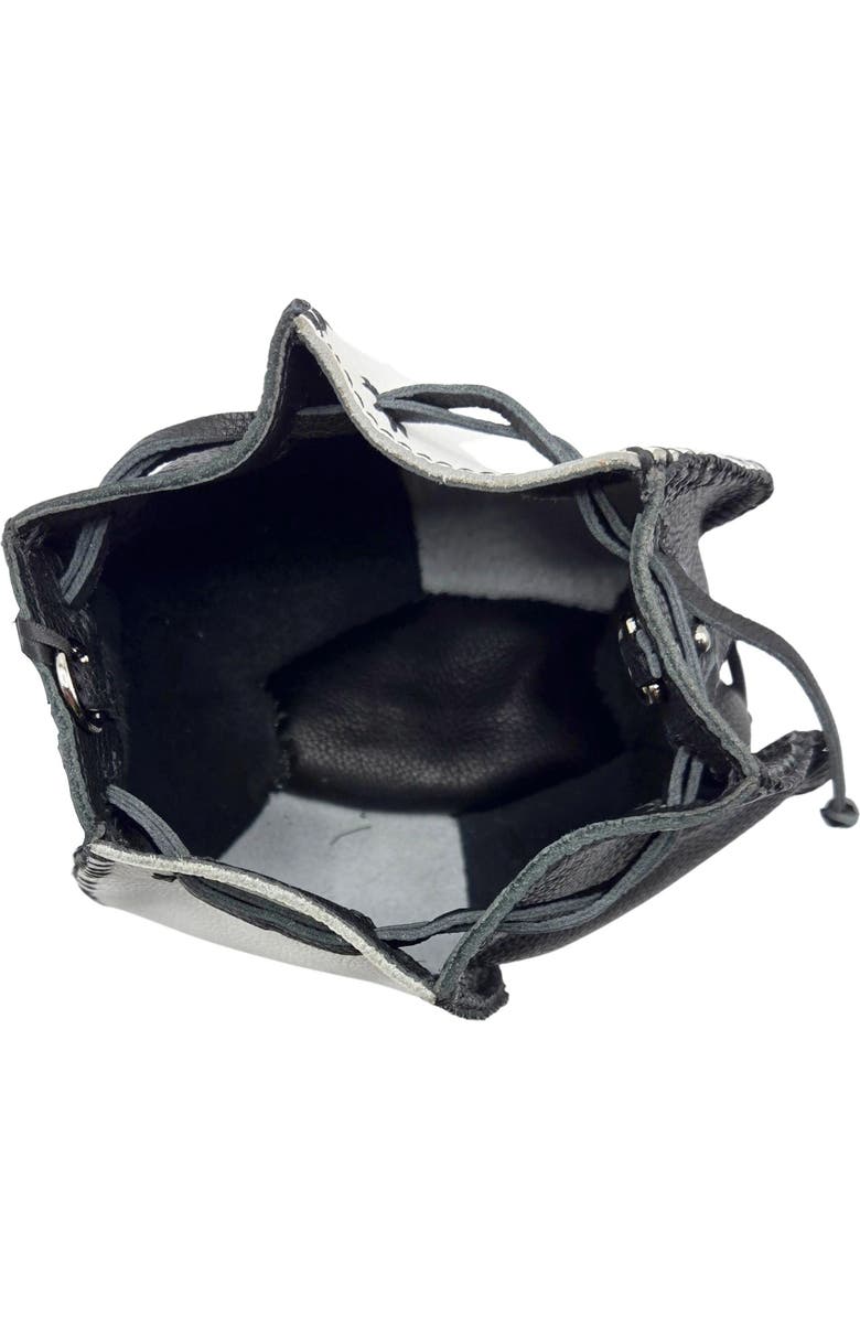 Carlos Falchi Mini Bucket Pouch Top Grain Leather Bag, Alternate, color, Black And White