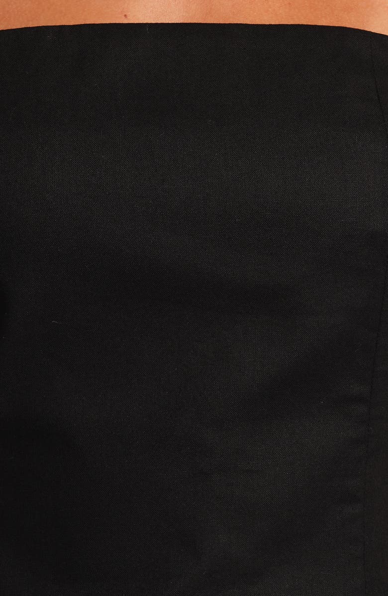 Petal & Pup Giovana Longline Strapless Cotton & Linen Top, Alternate, color, Black