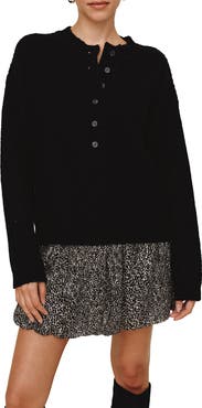 Bella Dahl Button Placket Merino Wool Blend Sweater