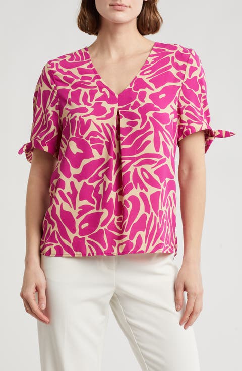 V-Neck Tie Short Sleeve Top