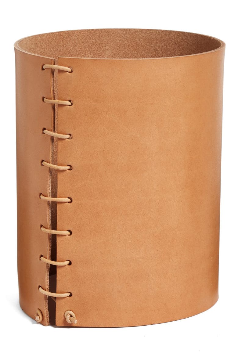 Small Leather Wrapped Vase, Main, color, NATURAL
