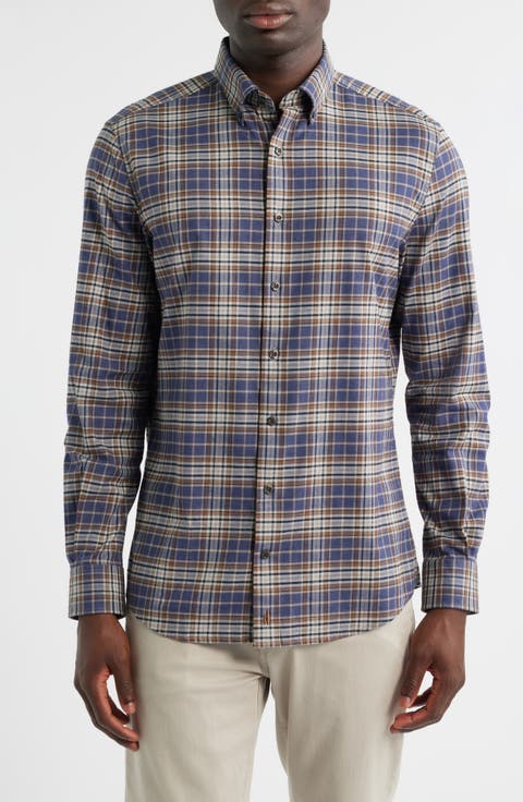 Kamper Plaid Cotton Blend Button-Down Shirt
