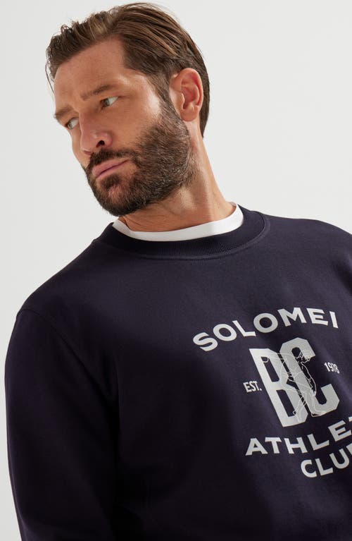 Brunello Cucinelli Sweatshirt In Blue With A Crew Neck And Pint In Blue