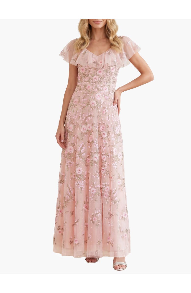 Needle & Thread Eden Rose V-Neck Ankle Gown, Main, color, Opal/Multi