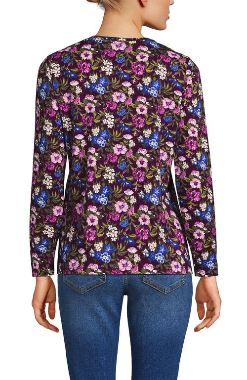 Lands' End Relaxed Supima Cotton Long Sleeve V-neck T-shirt In Blue