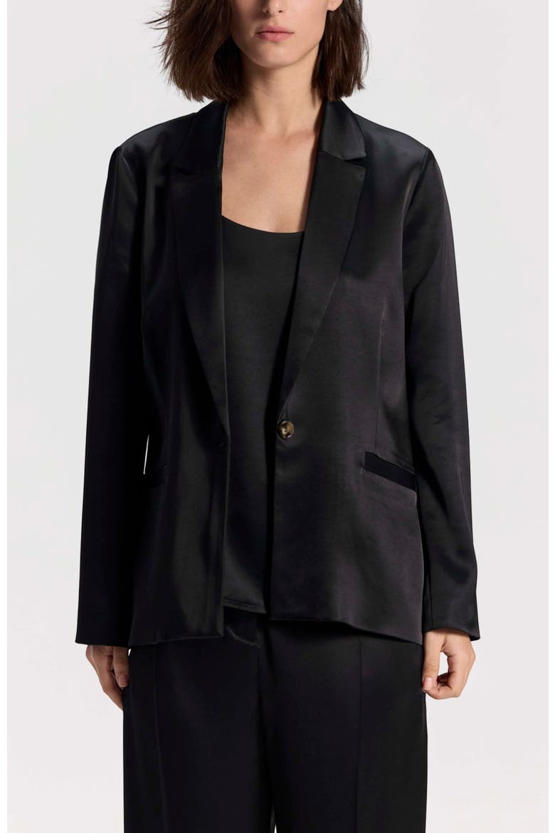 Satin Blazer, Main, color, Black