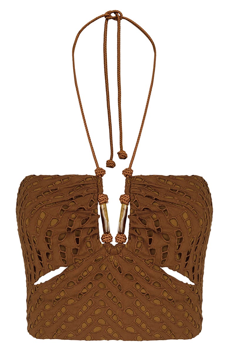 ViX Paula Hermanny Melinda Embroidered Cutout Crop Cover-Up Top, Alternate, color,