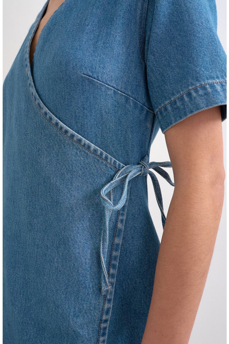 Denim Wrap Minidress, Alternate, color, BLUE