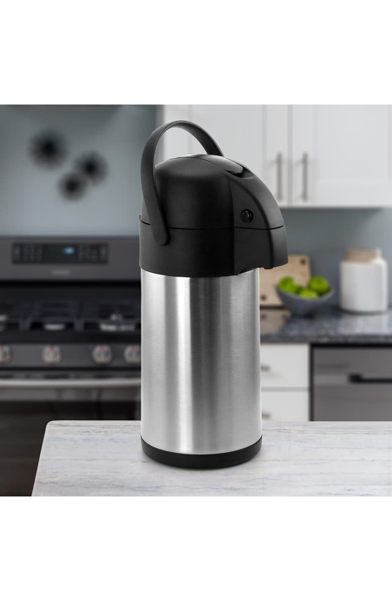 Megachef 3.17 Quart Stainless Steel Airpot, Hot Water Dispenser for Coffee and Tea, Alternate, color, Silver
