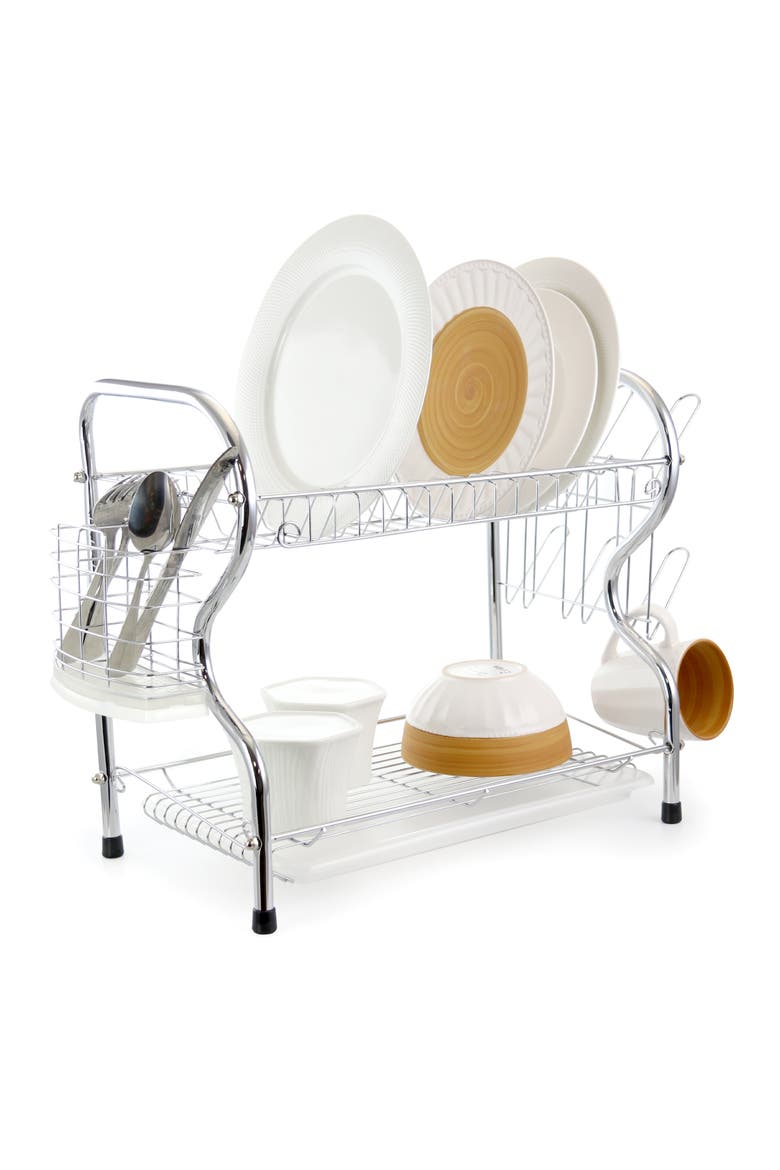 16-inch 2 Level Dish Rack, Alternate, color, Silver