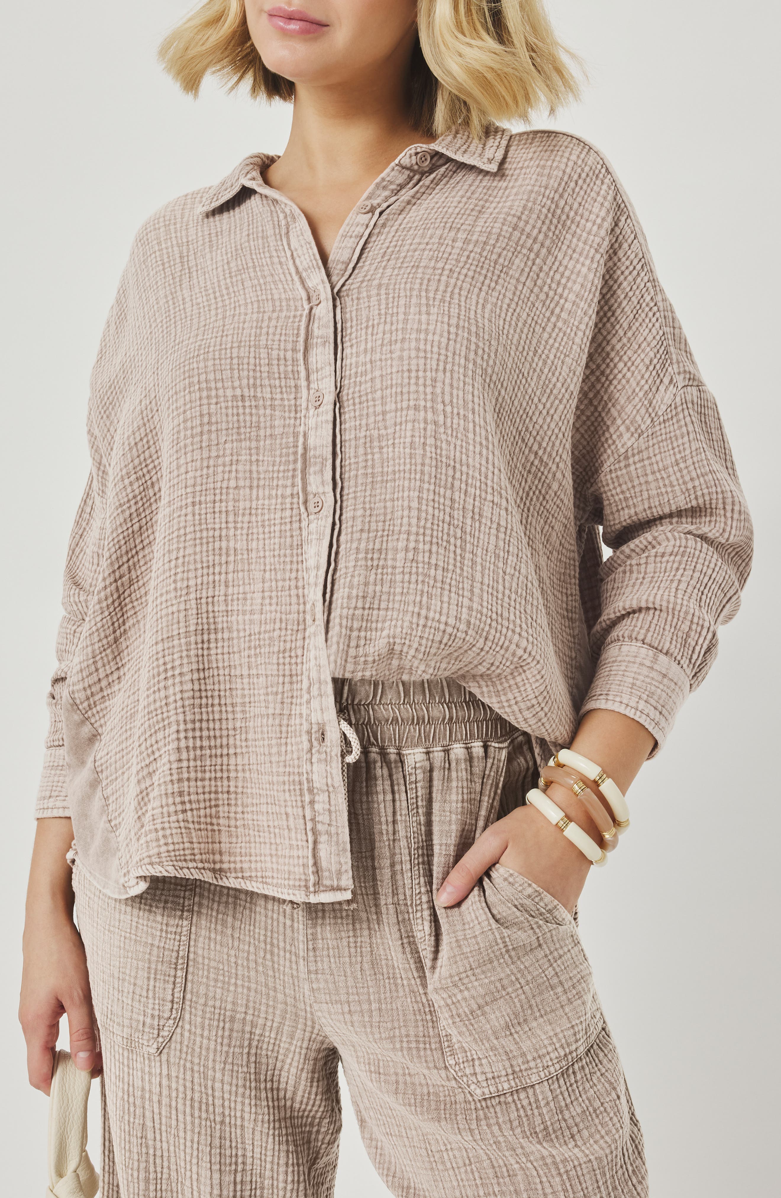 Ava Cotton Gauze Button-Up Shirt - image 3