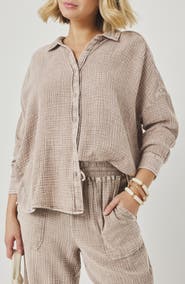 Splendid Ava Cotton Gauze Button-Up Shirt