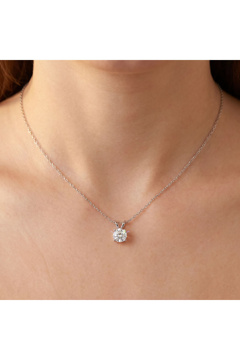1Ct Solitaire Diamond Pendant 14k Gold Lab Grown 18" Necklace, Alternate, color, 14k Yellow Gold