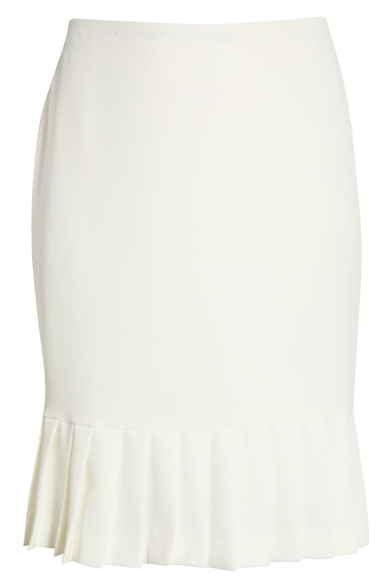 Pleated Hem Pencil Skirt, Alternate, color, VANILLA ICE
