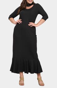 L I V D Nicole Cutout Turtleneck Rib Maxi Dress
