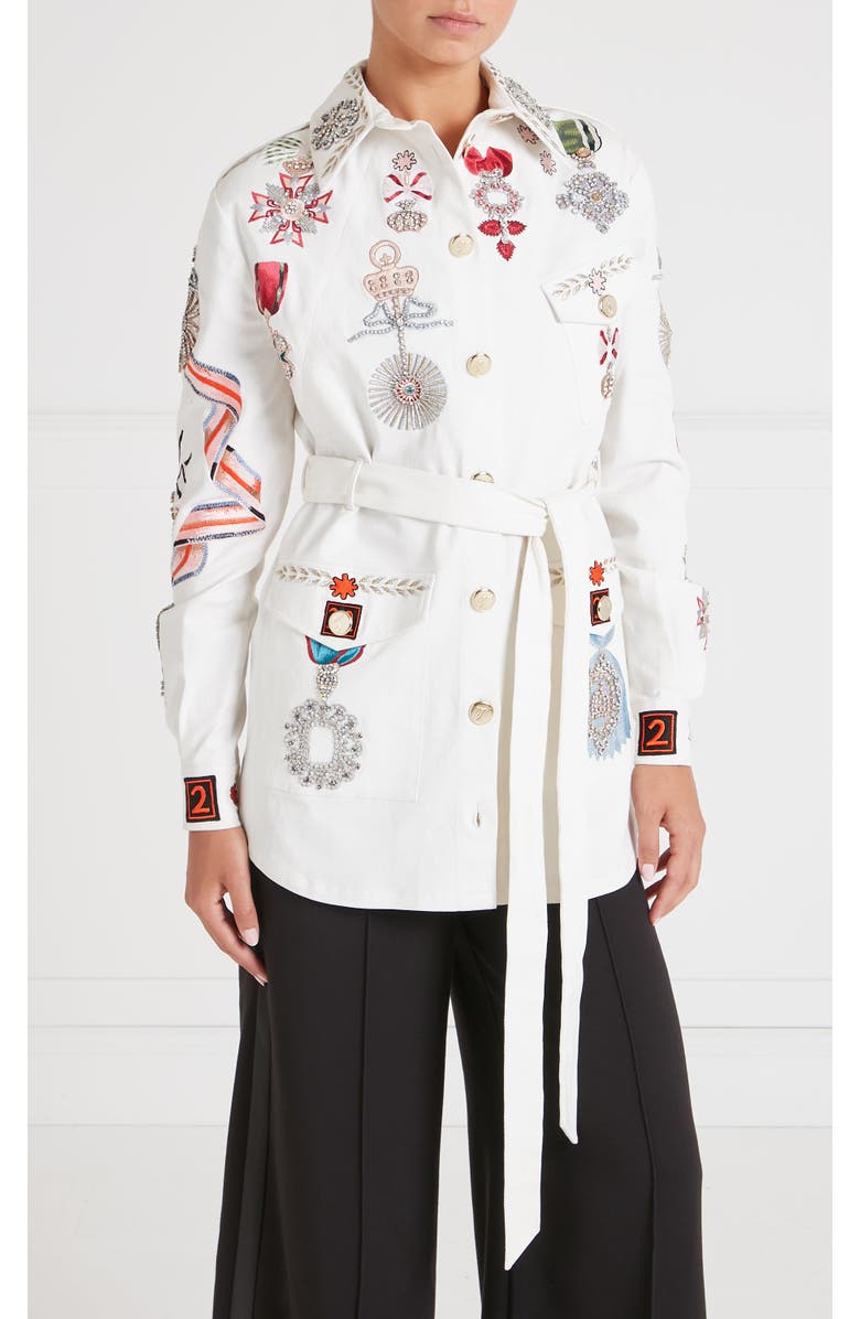 Temperley London Diamantine Shirt Jacket, Main, color, Cream