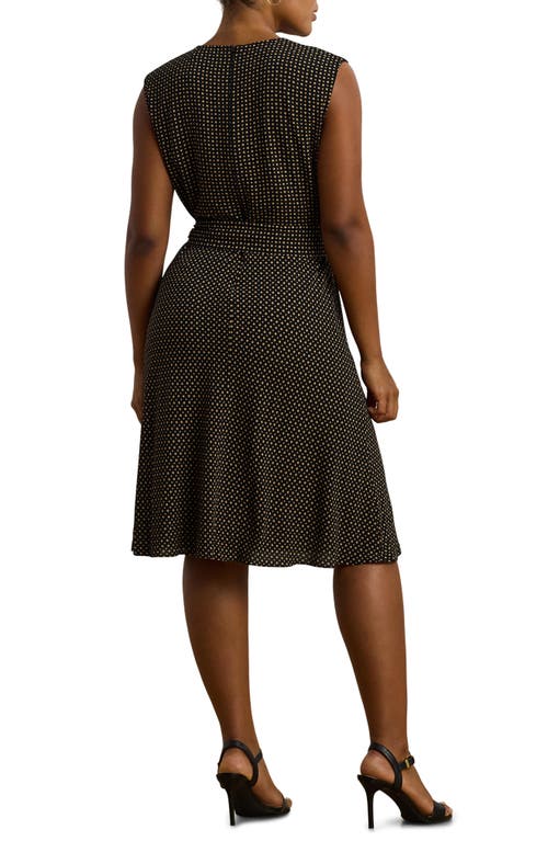 Ralph Lauren Geo-print Belted Bubble Crepe Dress In Multi