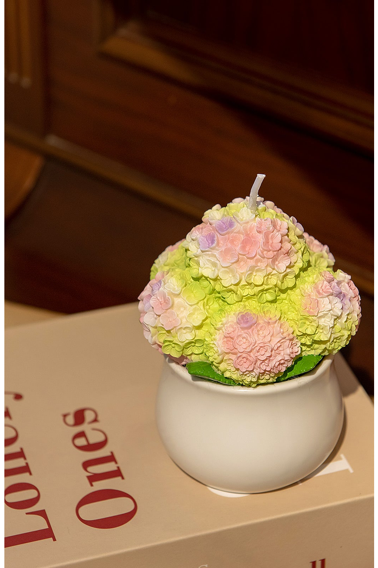 Hydrangea  Flower Candle, Alternate, color, Green