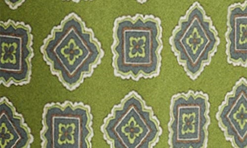 Mango Medallion Print Long Sleeve Satin Minidress In Green