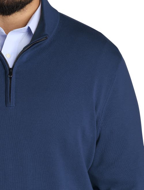 Harbor Bay By Dxl Big & Tall Quarter-zip Pullover Sweater In Blue