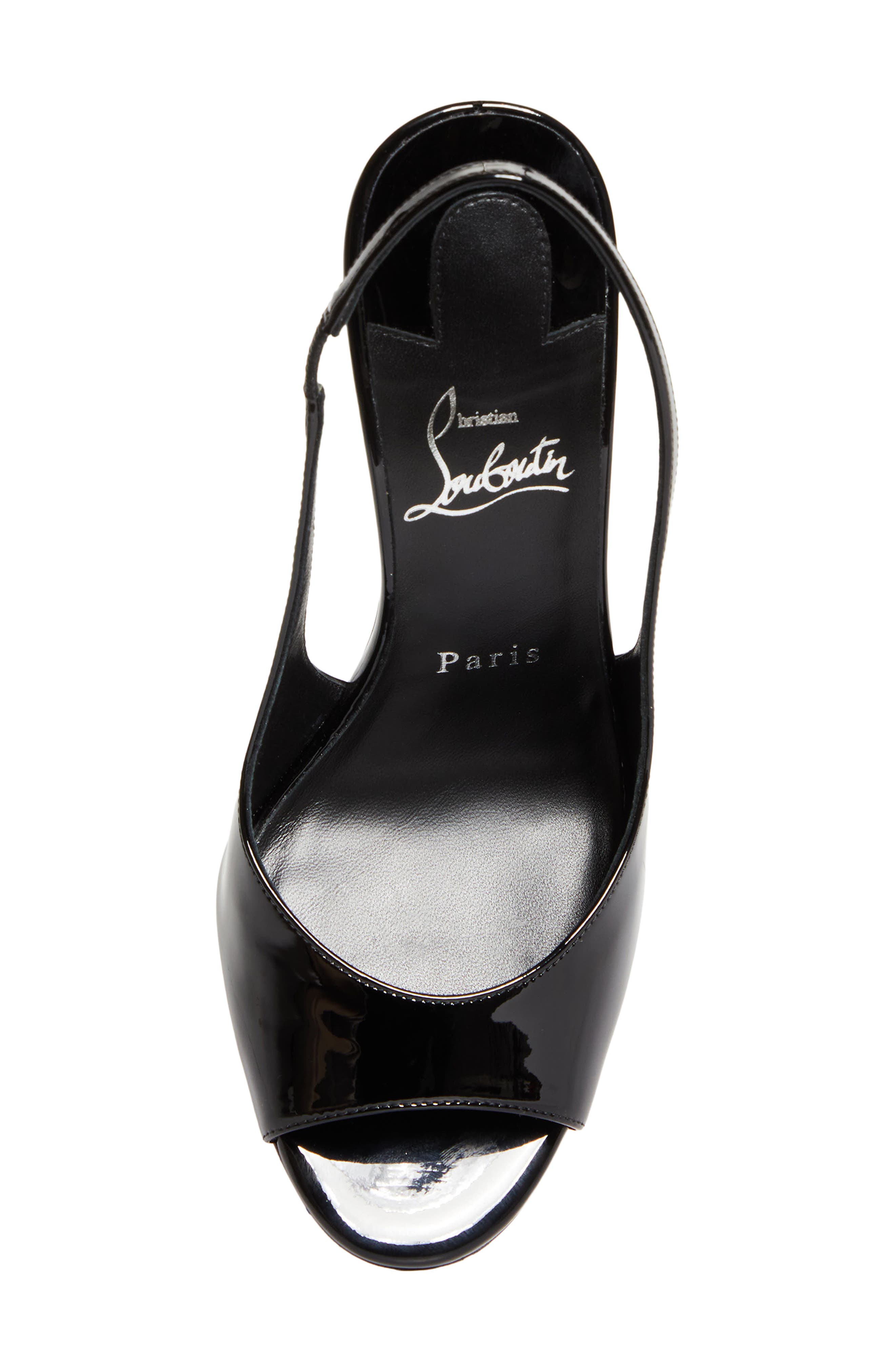 Christian Louboutin Sofia Z Peep Toe Slingback Pump, Alternate, color, Black/ Lin Black
