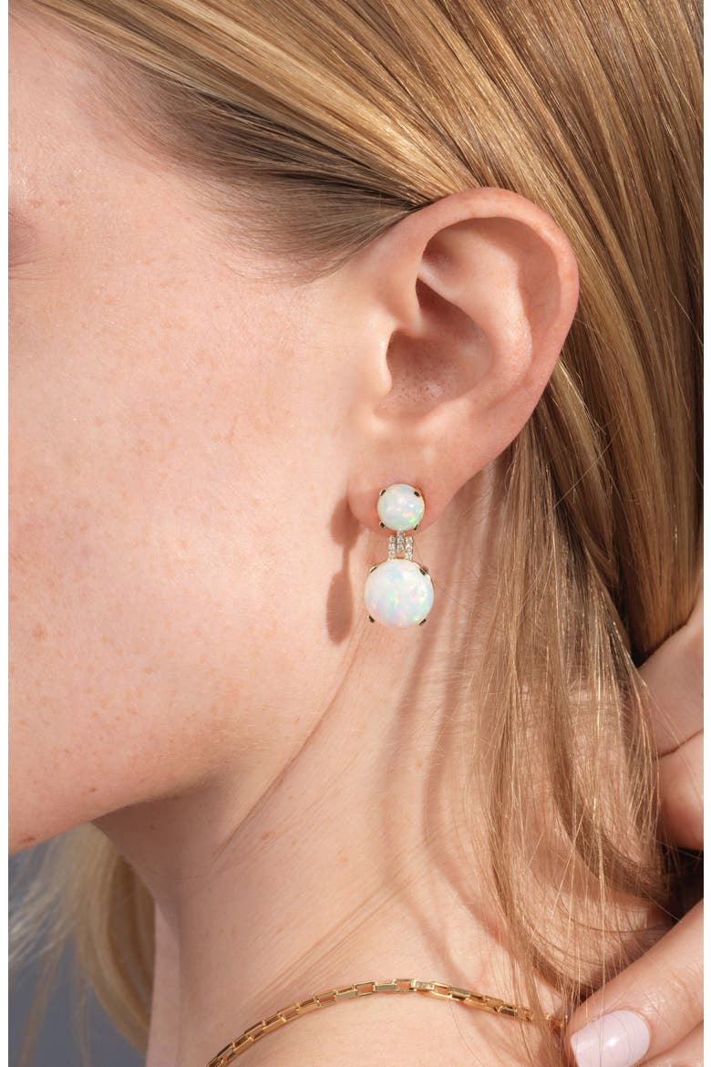 Rock 'n' Roll Double Sphere Drop Earrings, Alternate, color, WHITE OPAQUE