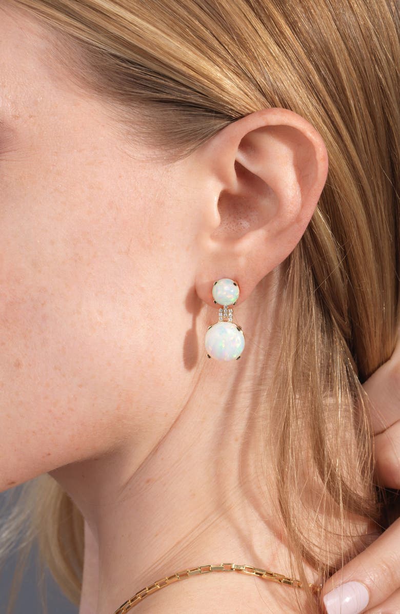GOSHWARA Rock 'n' Roll Double Sphere Drop Earrings, Alternate, color, White Opaque