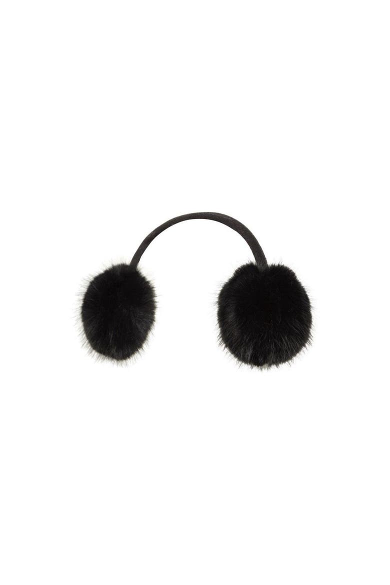 Faux Fur Earmuffs, Alternate, color, Black