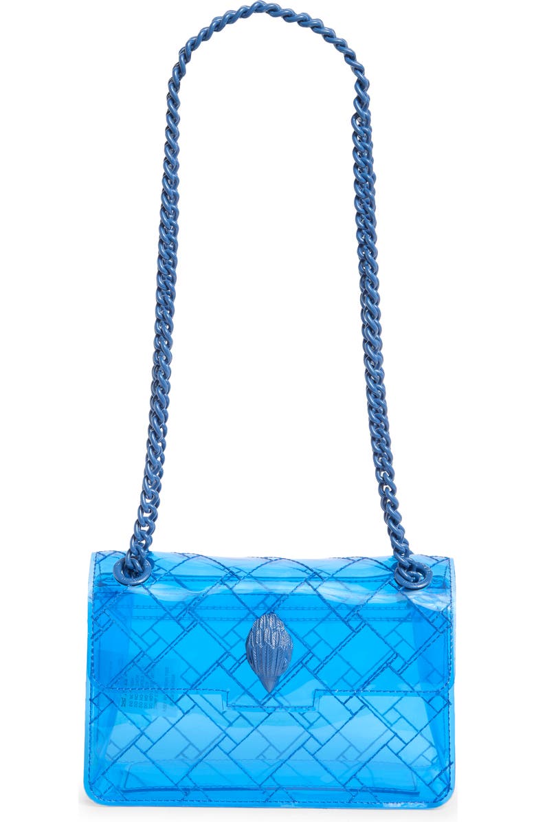 Kurt Geiger London Mini Kensington Drench Vinyl Convertible Crossbody Bag, Main, color, Blue