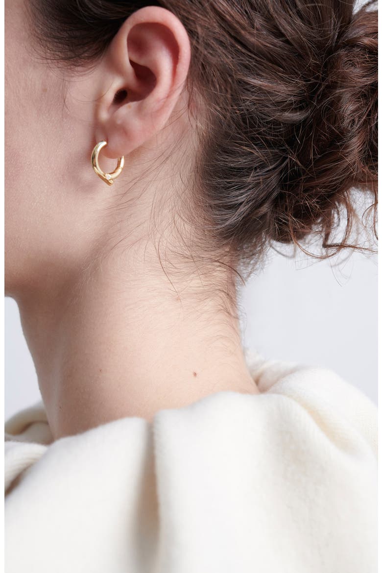 Oera Diamond Bezel Bypass Hoop Earrings, Alternate, color, YELLOW GOLD