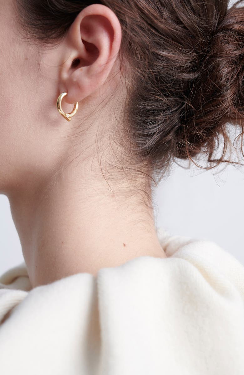 TABAYER Oera Diamond Bezel Bypass Hoop Earrings, Alternate, color, Yellow Gold