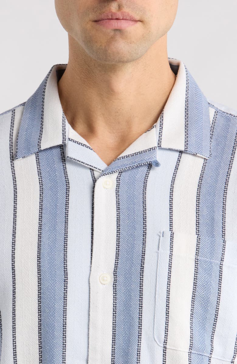 Tommy Bahama Santorini Stripe Cotton Blend Button-Up Shirt, Alternate, color, Tidal Tempest