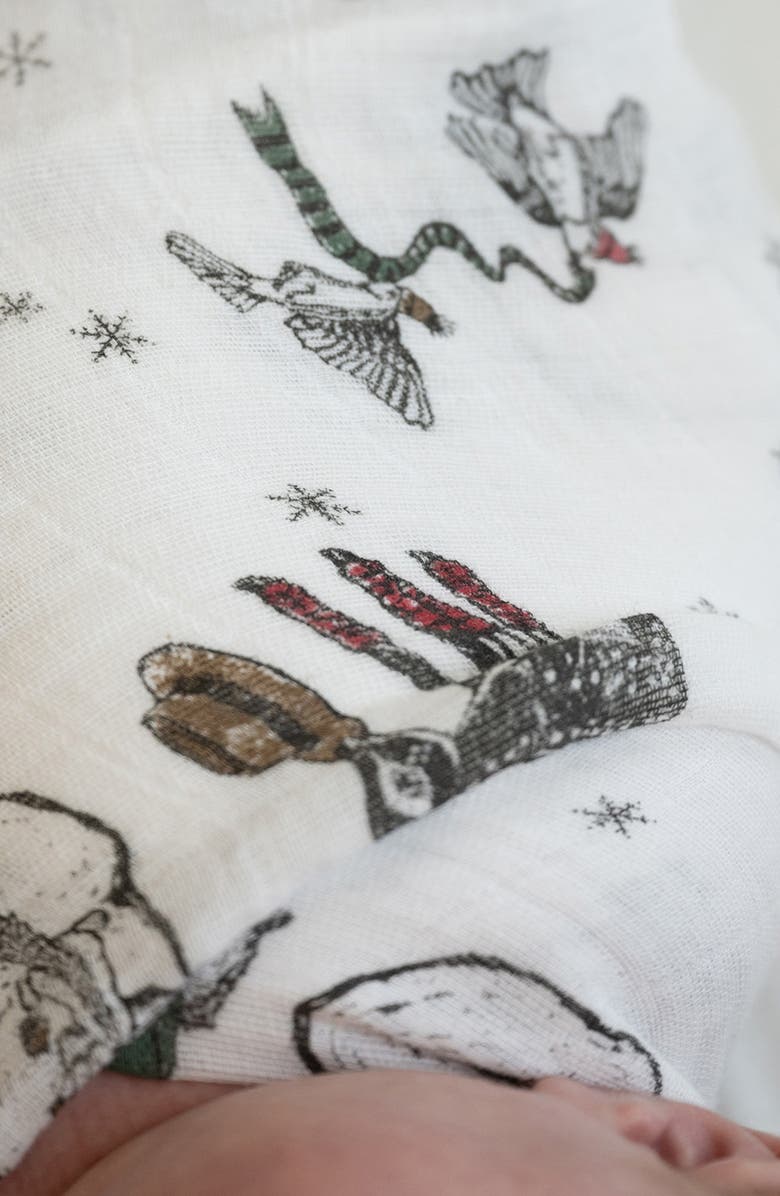 little unicorn Cotton Muslin Swaddle Blanket, Alternate, color, Snow Day