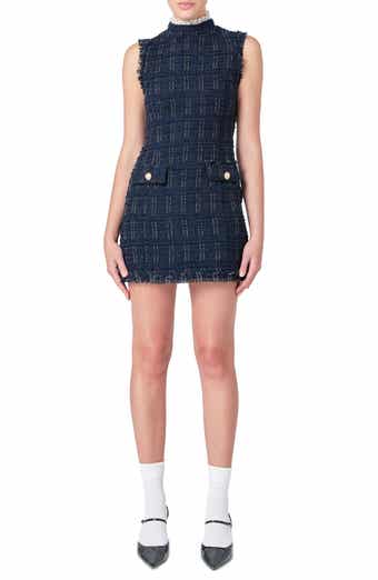 Lace Sleeveless Tweed Minidress