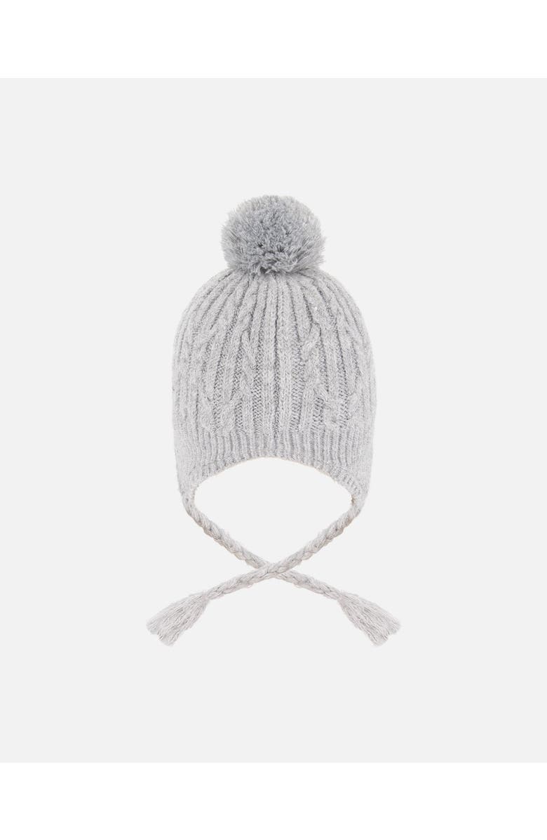 Deux par Deux Kids Gender Inclusive Lined Winter Hat with Pompom, Alternate, color, Heather Gray