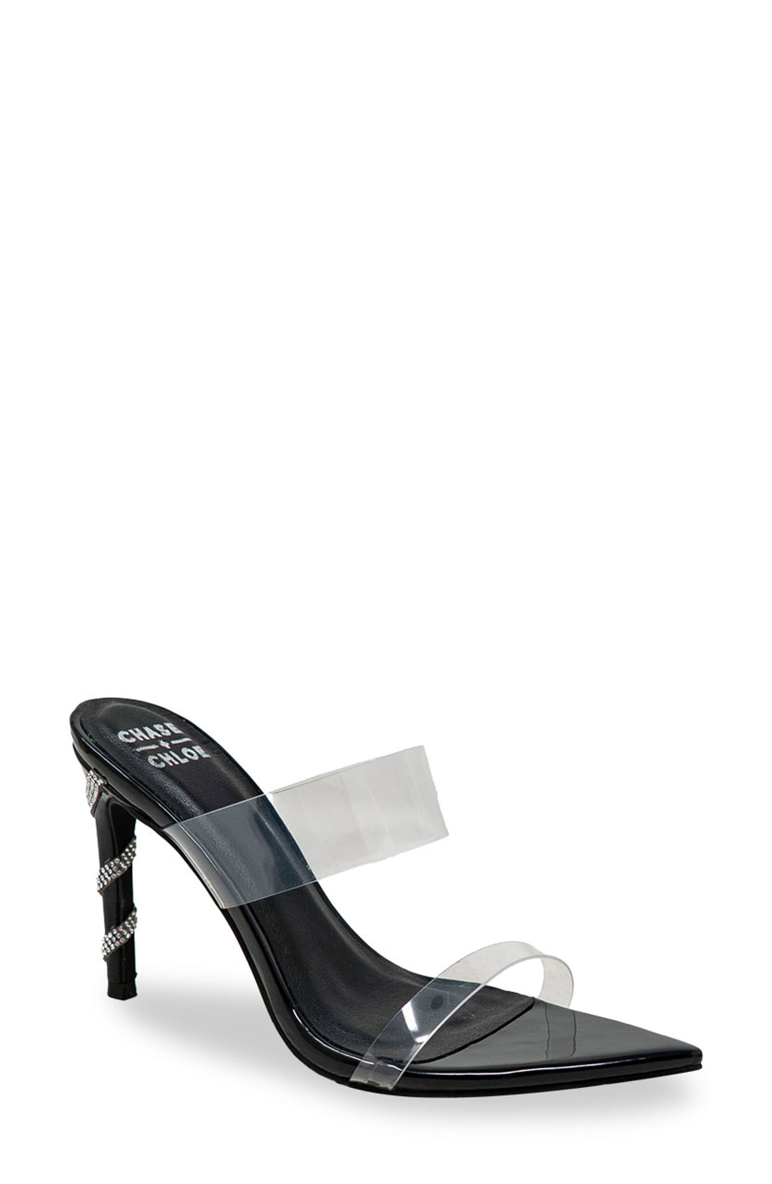 CHASE AND CHLOE Rhinestone Stiletto Mule Sandal