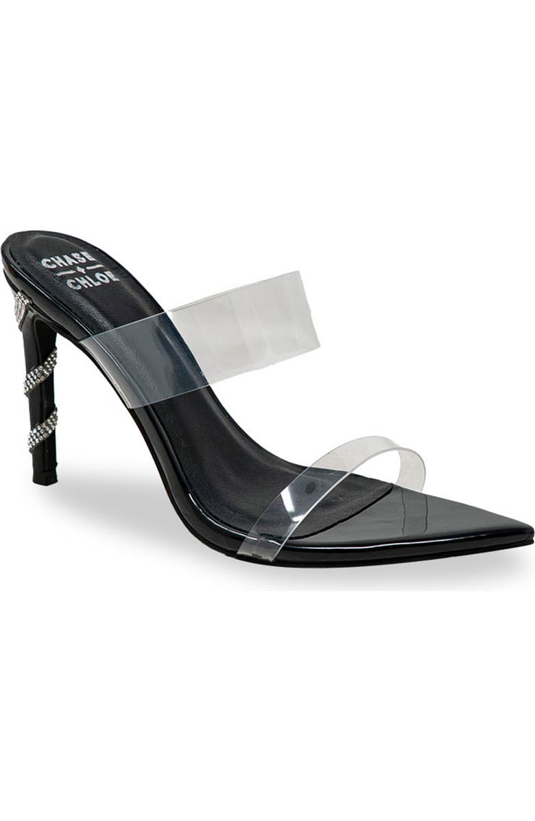 CHASE AND CHLOE Rhinestone Stiletto Mule Sandal, Main, color, Black