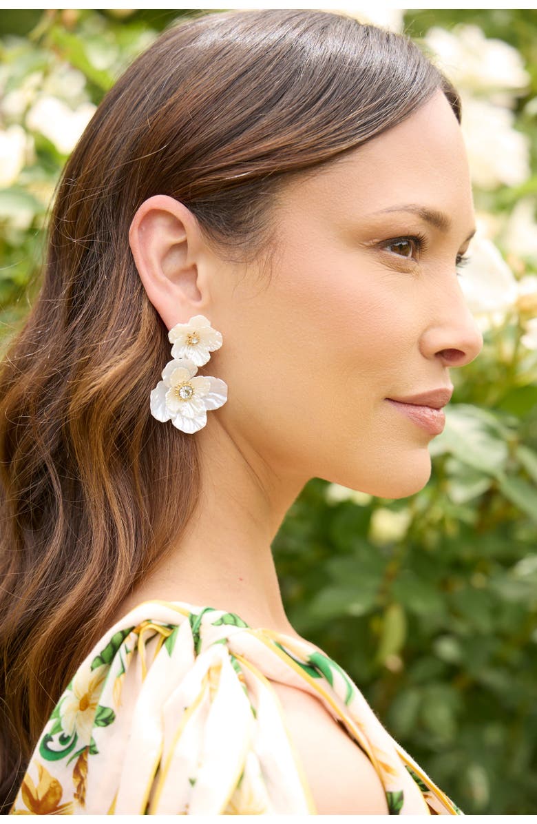 Alex and Ani New York Botanical Garden<sup>®</sup> 2-in-1 Poppy Statement Earrings, Alternate, color, White