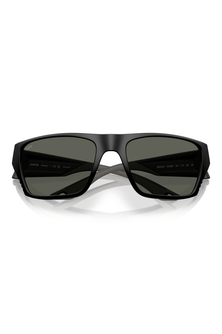 Finlet 59mm Polarized Rectangular Sunglasses, Alternate, color, MATTE BLACK/ GRAY 580G