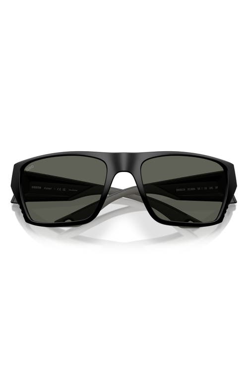 Costa Del Mar Finlet 59mm Polarized Rectangular Sunglasses In Matte Black/gray 580g