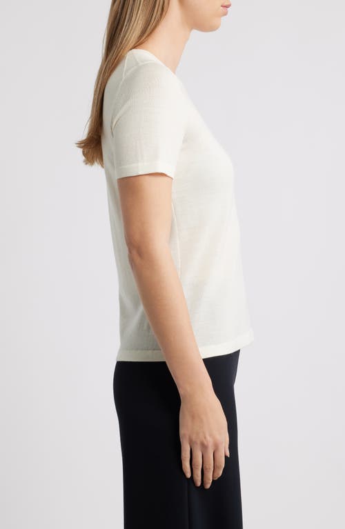 Anne Klein Luxe Washable Short Sleeve Wool Sweater In White