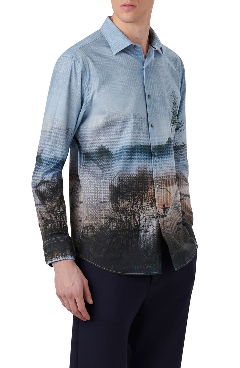 Bugatchi Julian Photoprint Cotton Button-Up Shirt, Alternate, color, 